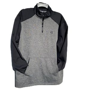 Champion sweatshirt performance Duofold Warm 1/4 zip gray black Large